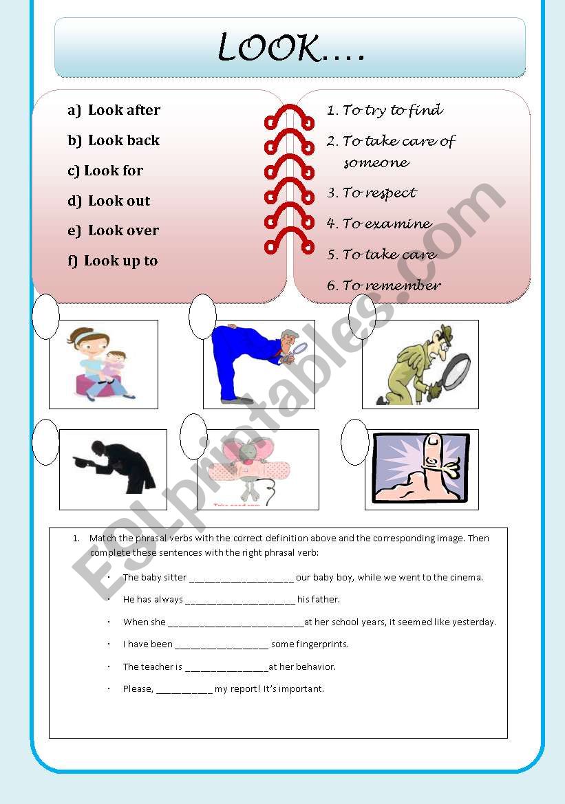 PHRASAL VERB LOOK ESL Worksheet By Ascincoquinas