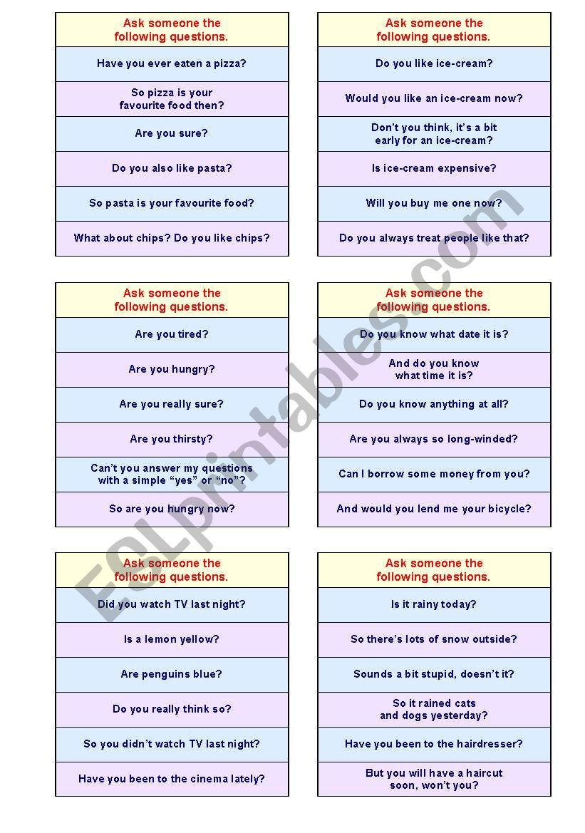 YES OR NO GAME -- (PRE-)INTERMEDIATE VERSION (good for adults, too) -- A VERY EFFECTIVE METHOD TO MAKE YOUR STUDENTS TALK! -- SUCCESS GUARANTEED