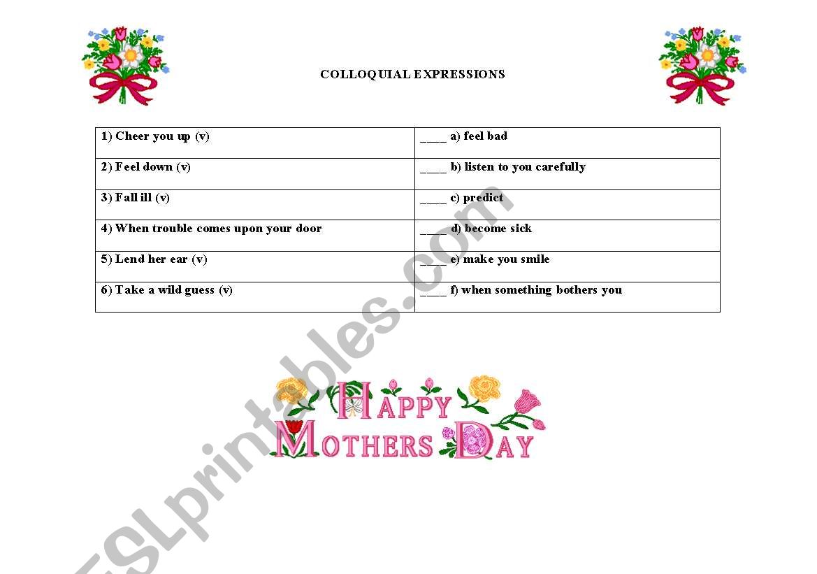 COLLOQUIAL EXPRESSIONS  worksheet