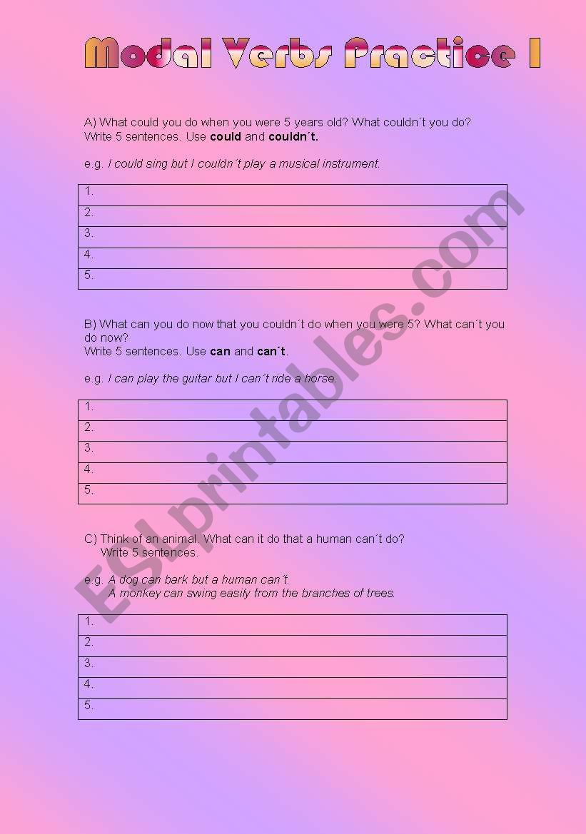 MODAL VERBS worksheet