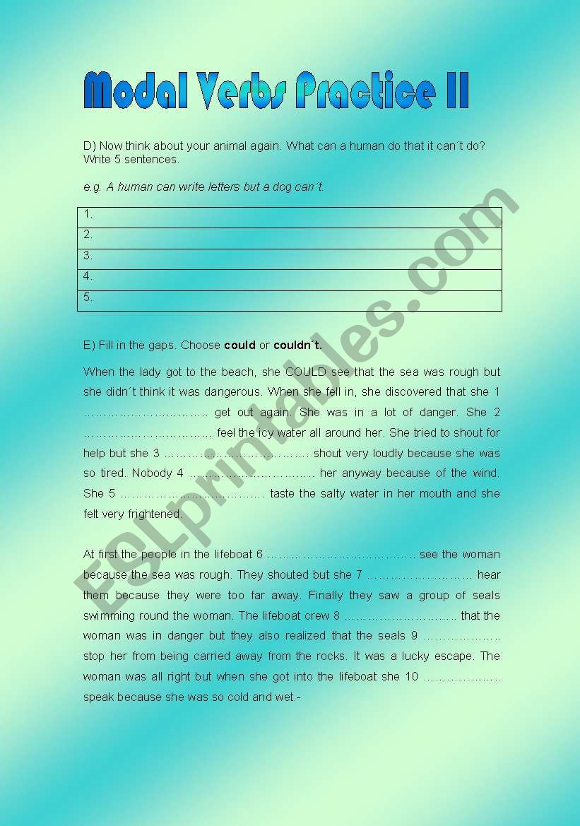 MODAL VERBS II worksheet