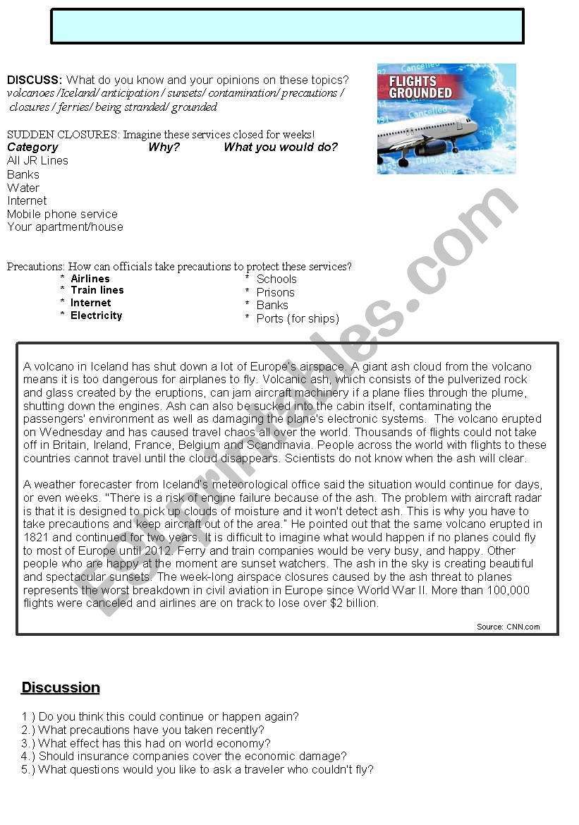 Airline Closures worksheet