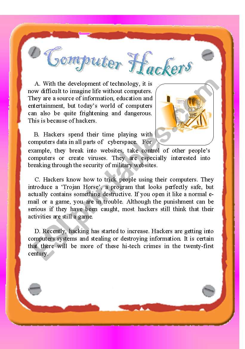 RC: Computer Hackers worksheet