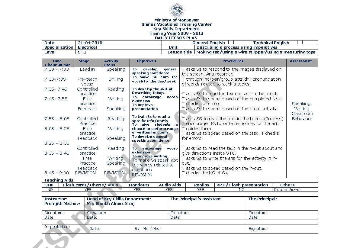 Lesson plan for Imperatives  worksheet