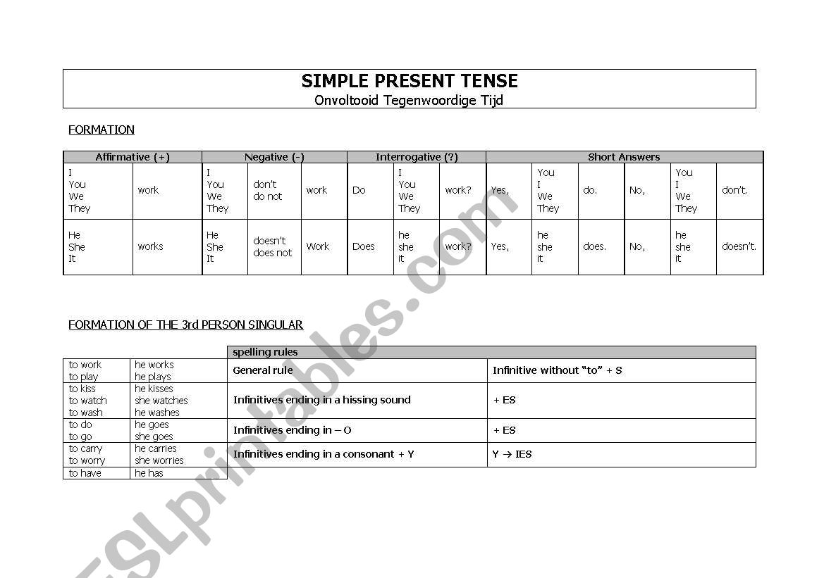 simple present rules worksheet