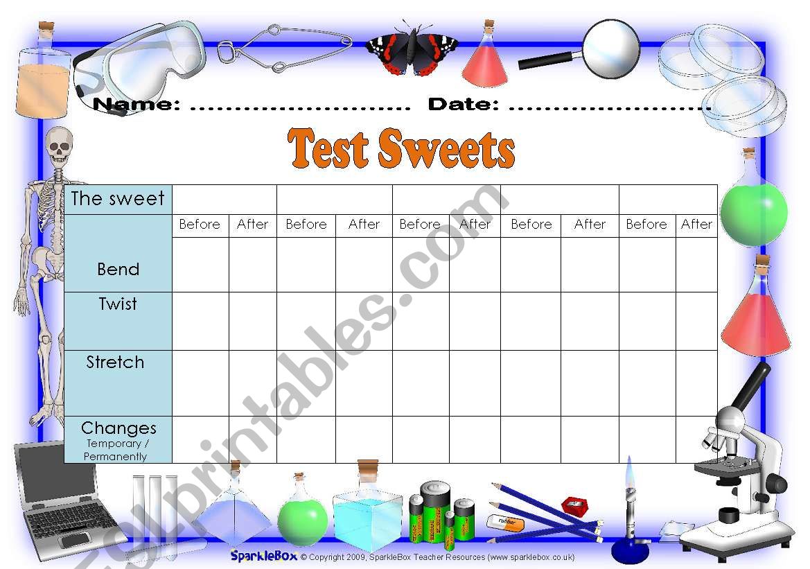 Testing sweet worksheet