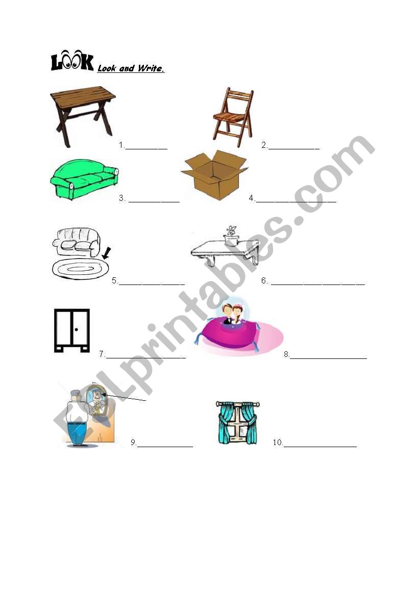 furniture worksheet