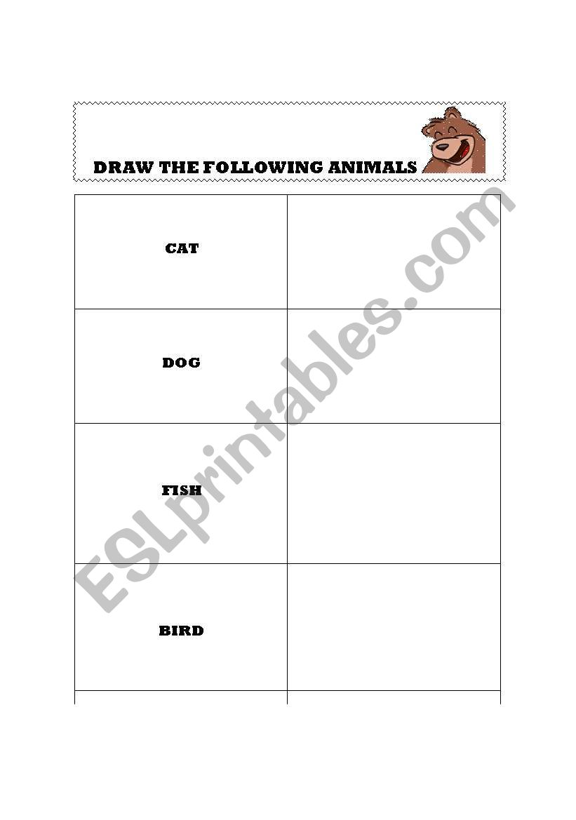 ANIMALS worksheet