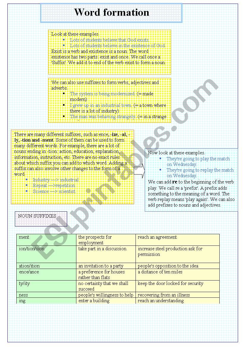 word formation worksheet