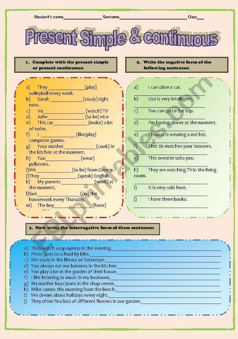 Present simple & continuous review