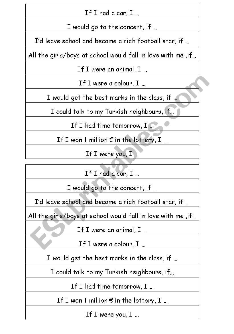 Conditional II sentence strips