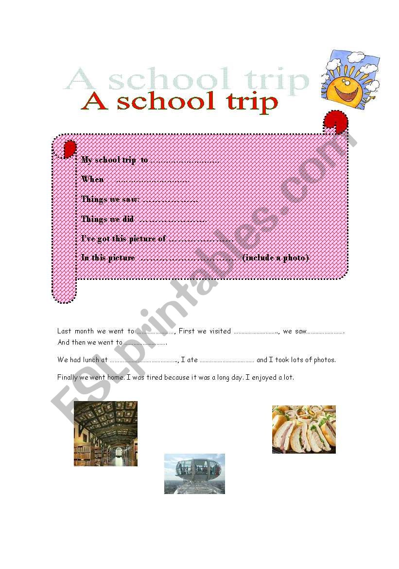 A School trip worksheet