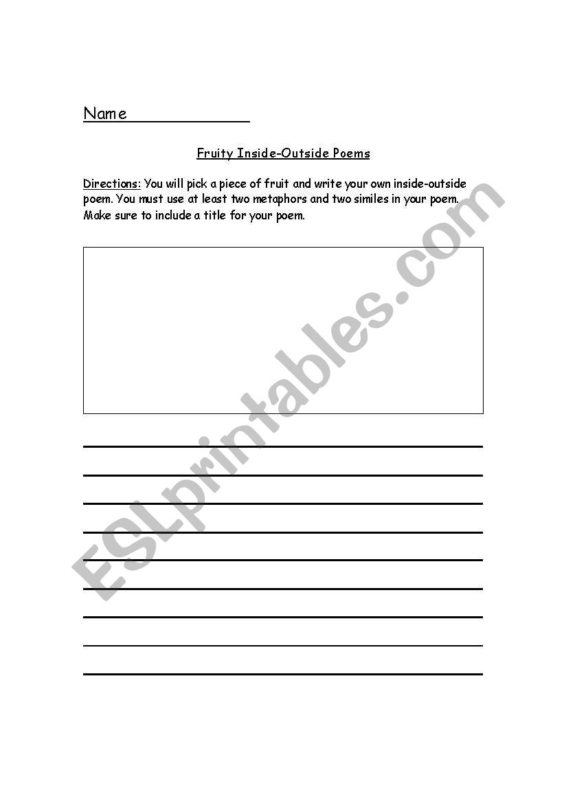 Fruity Inside-Outside Poems worksheet