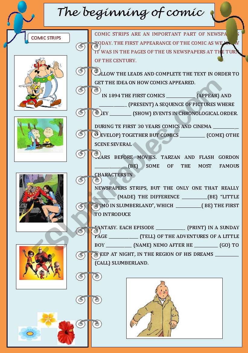 THE BEGINNING OF COMIC STRIPS worksheet