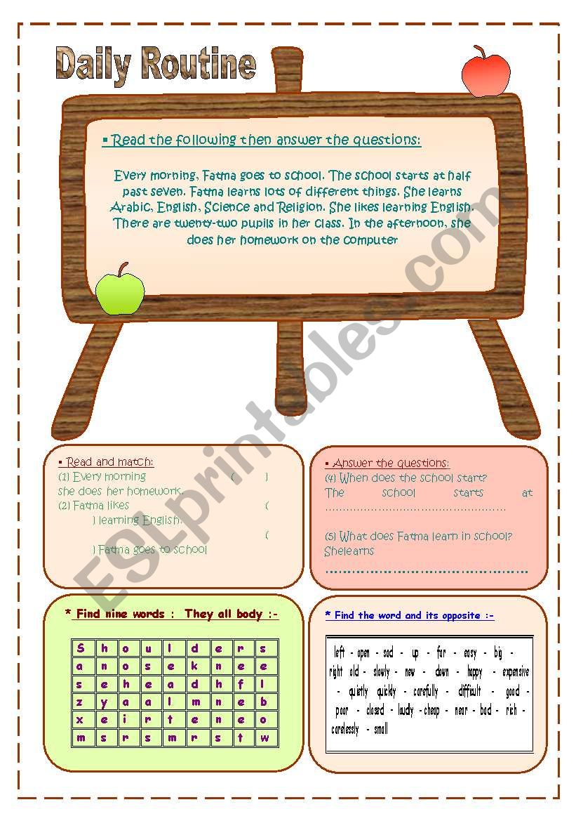 daily routine worksheet