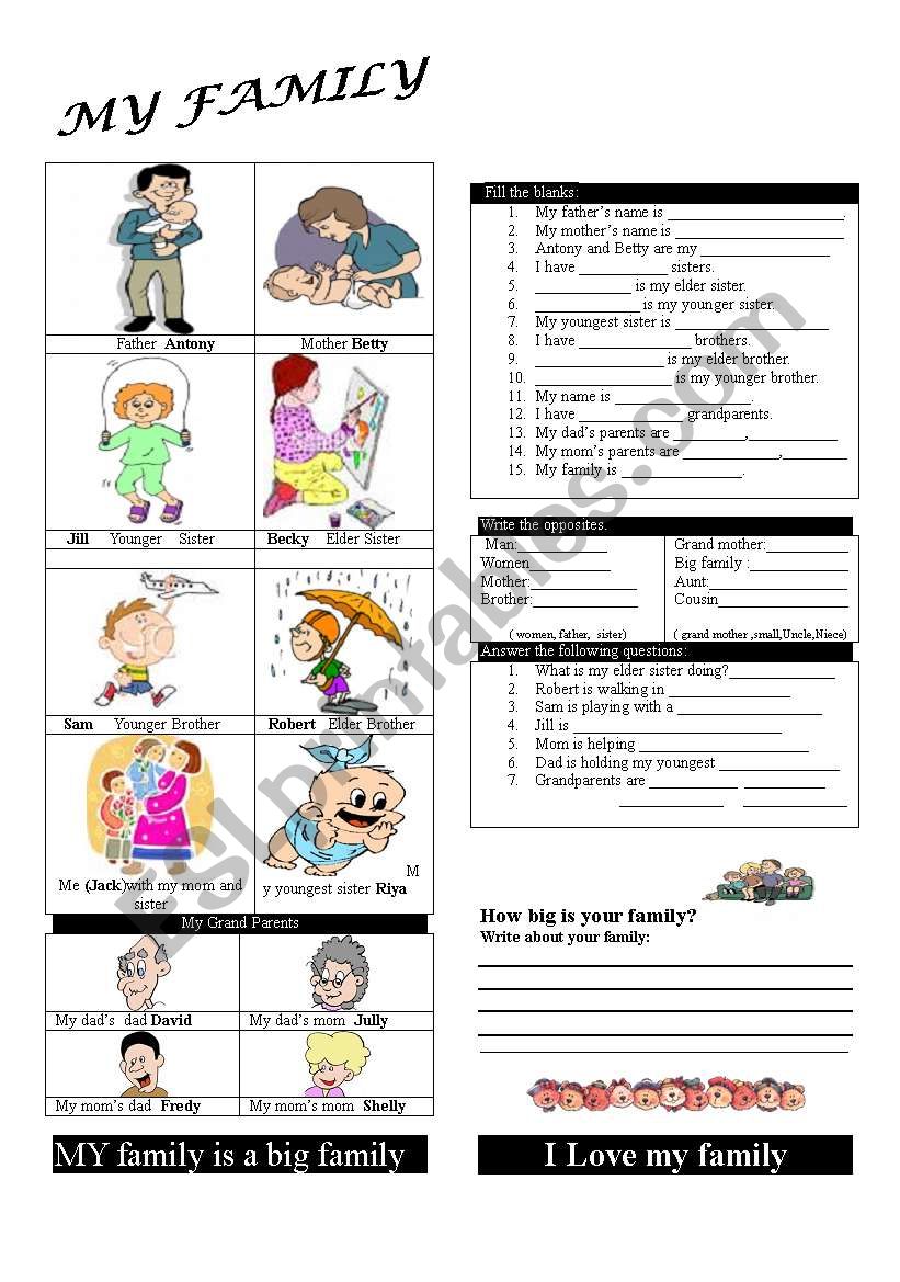 People in the family. worksheet