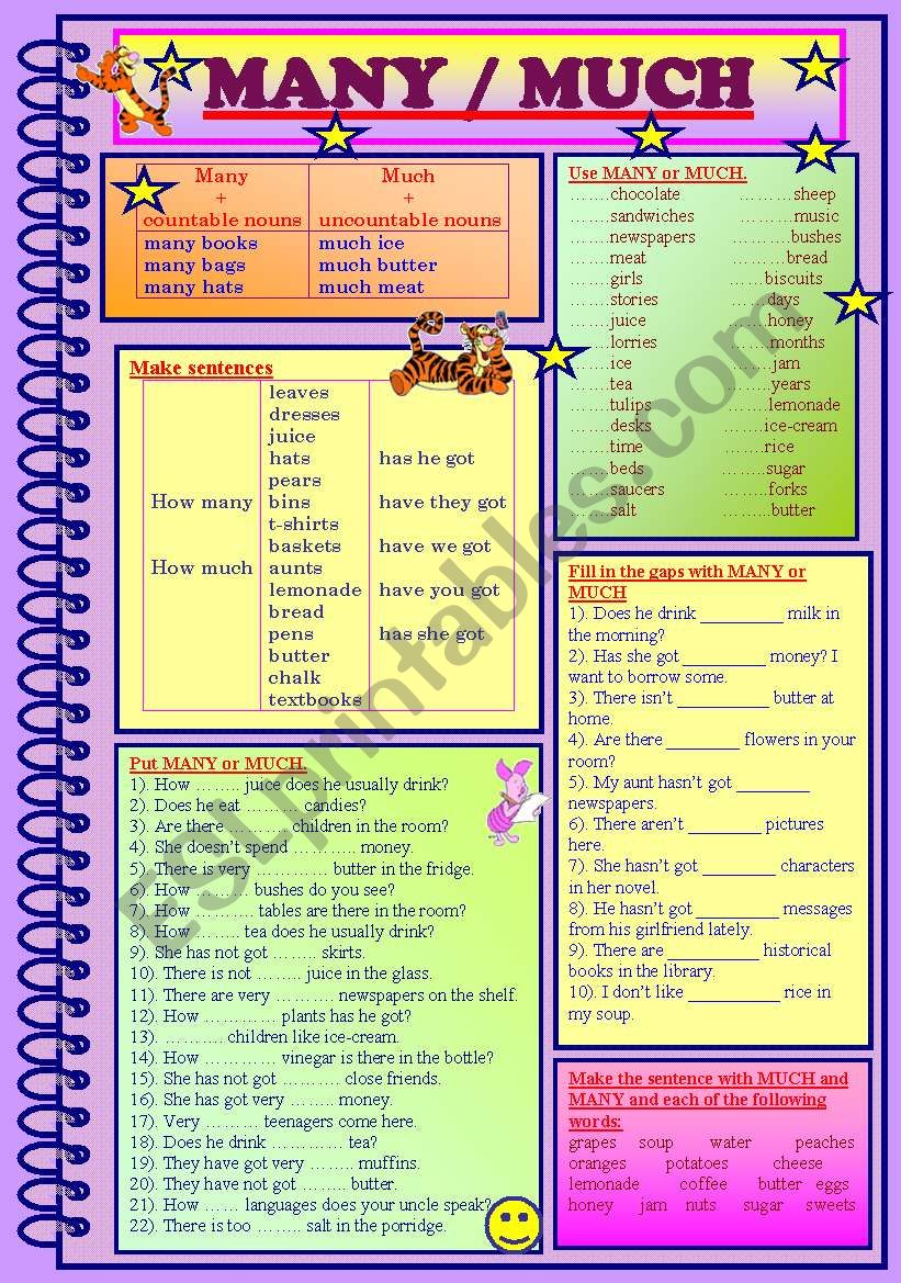 MANY / MUCH worksheet