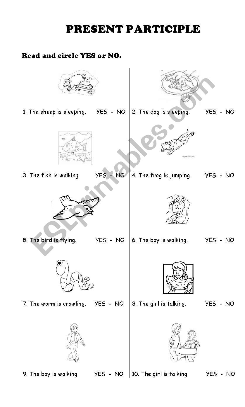 Present Participle verbs worksheet