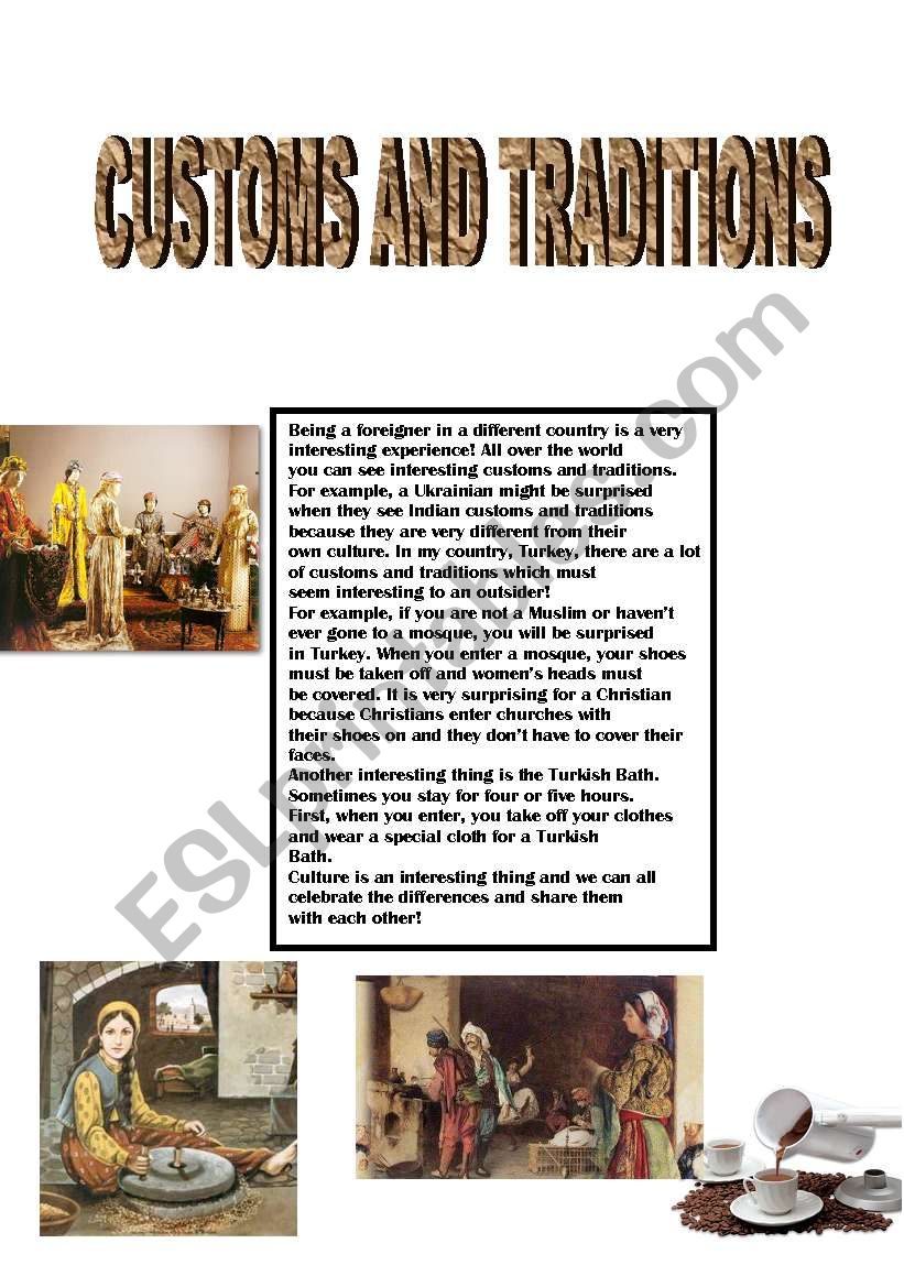 customs and traditions worksheet