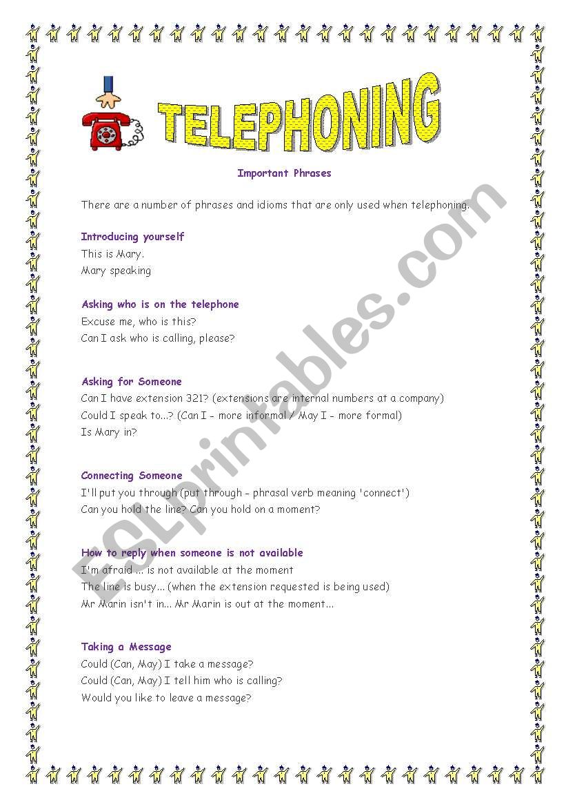 TELEPHONING worksheet
