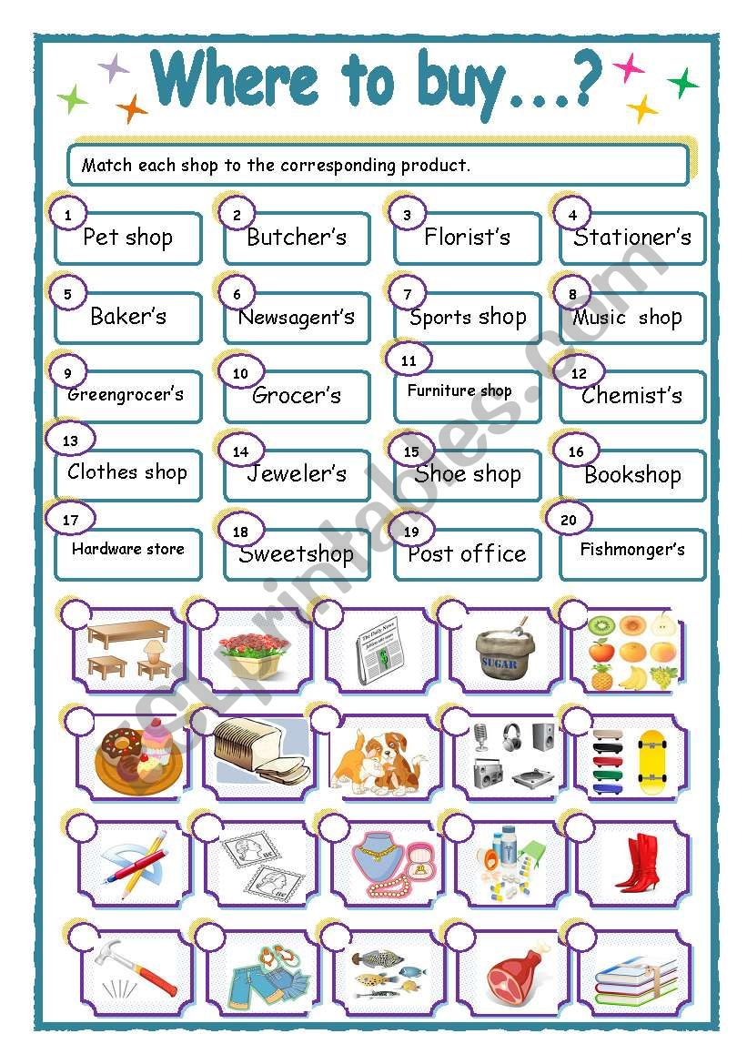 WHERE TO BUY? worksheet