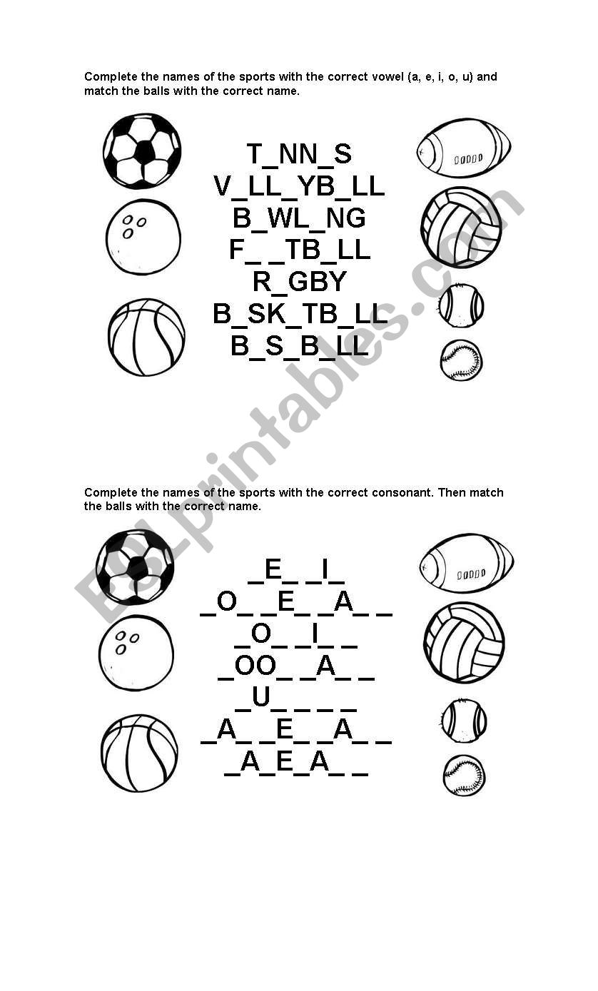 Sports worksheet