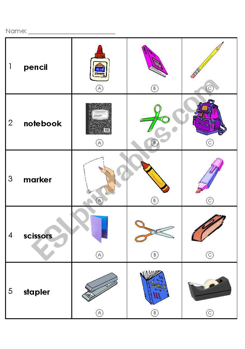 Very Basic Multiple Choice Test for Early-Childhood ESL Students