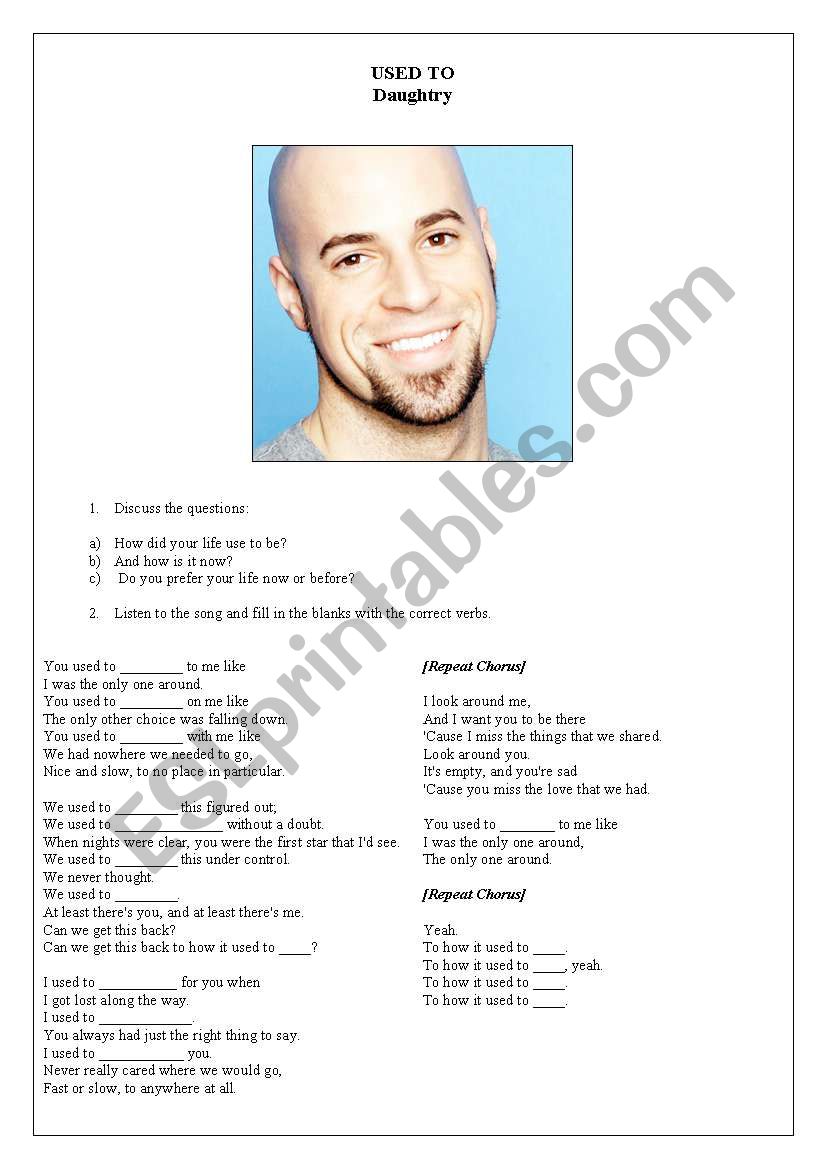 Daughtry - Used To worksheet