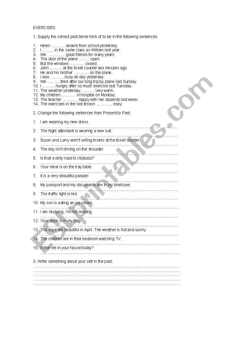 Past Exercises worksheet