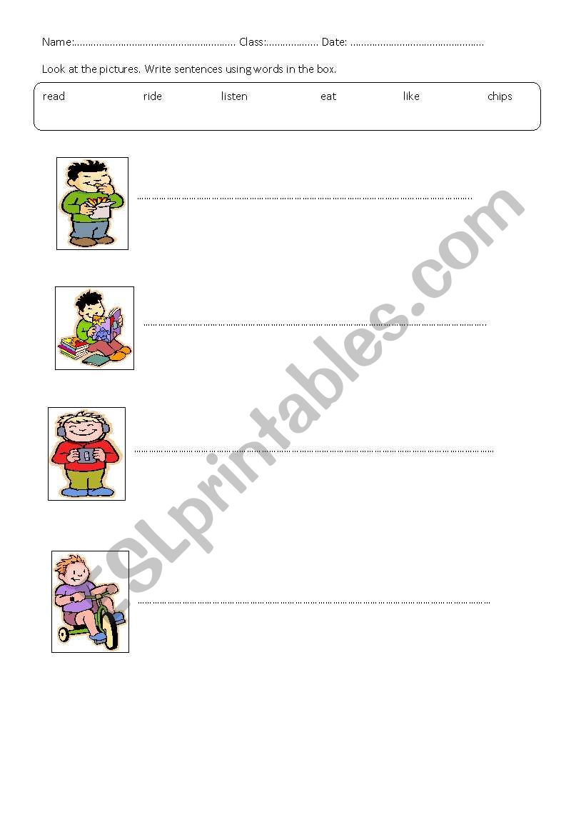 write sentences worksheet