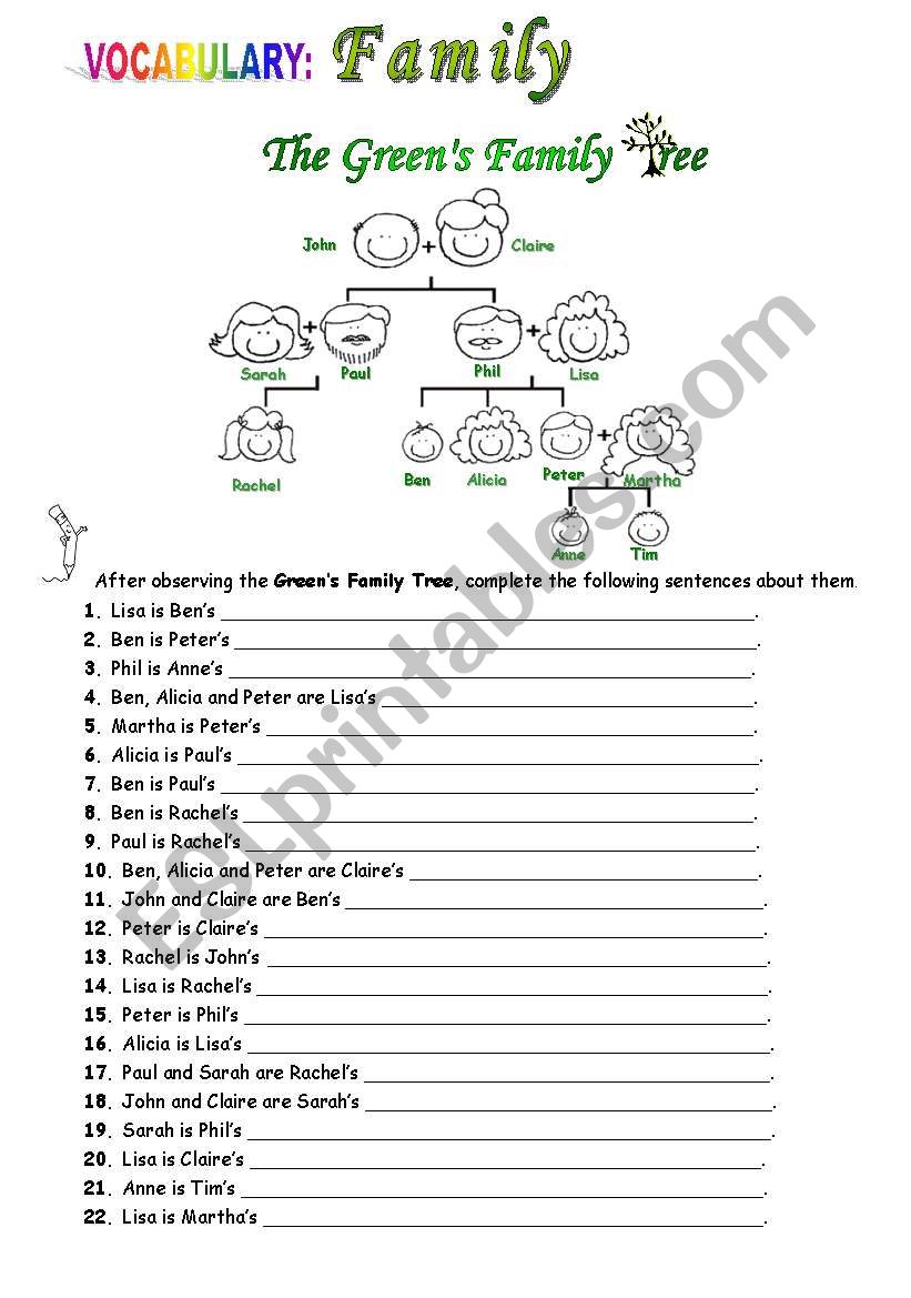 Family Tree worksheet