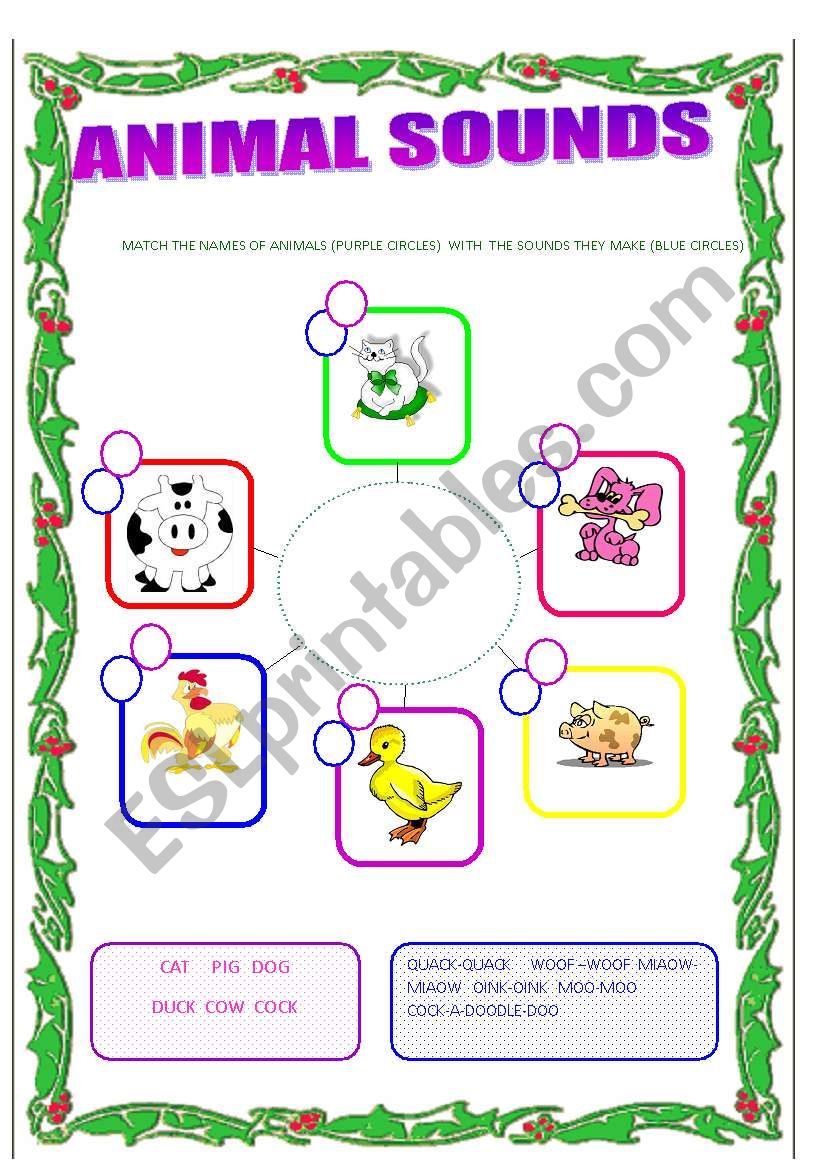 animal sounds worksheet