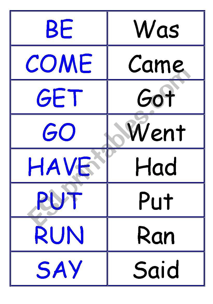 Regular / Irregular verbs - word cards