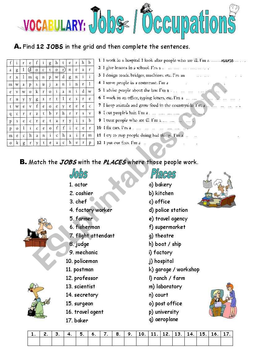 Jobs / Occupations worksheet