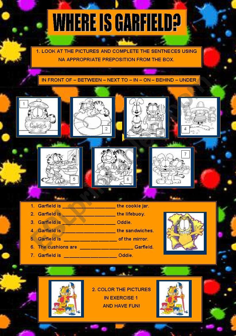 Where is Garfield? worksheet