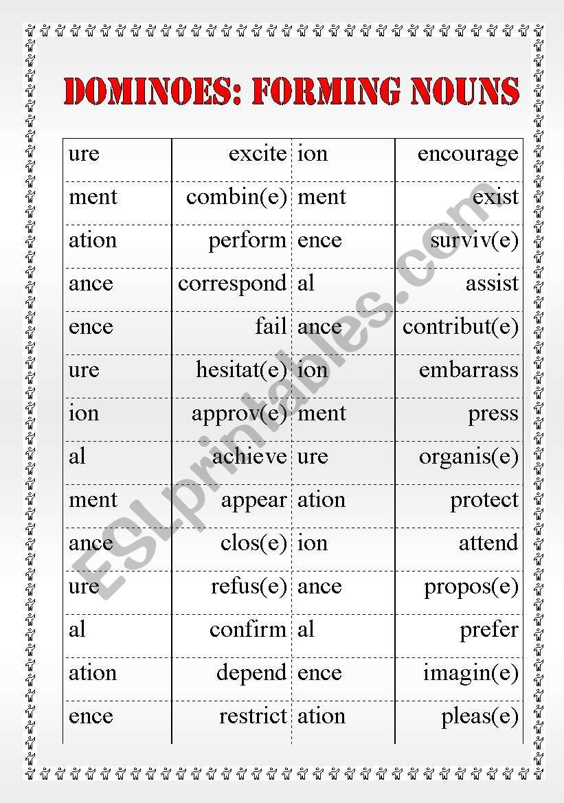 DOMINOES: FORMING NOUNS worksheet