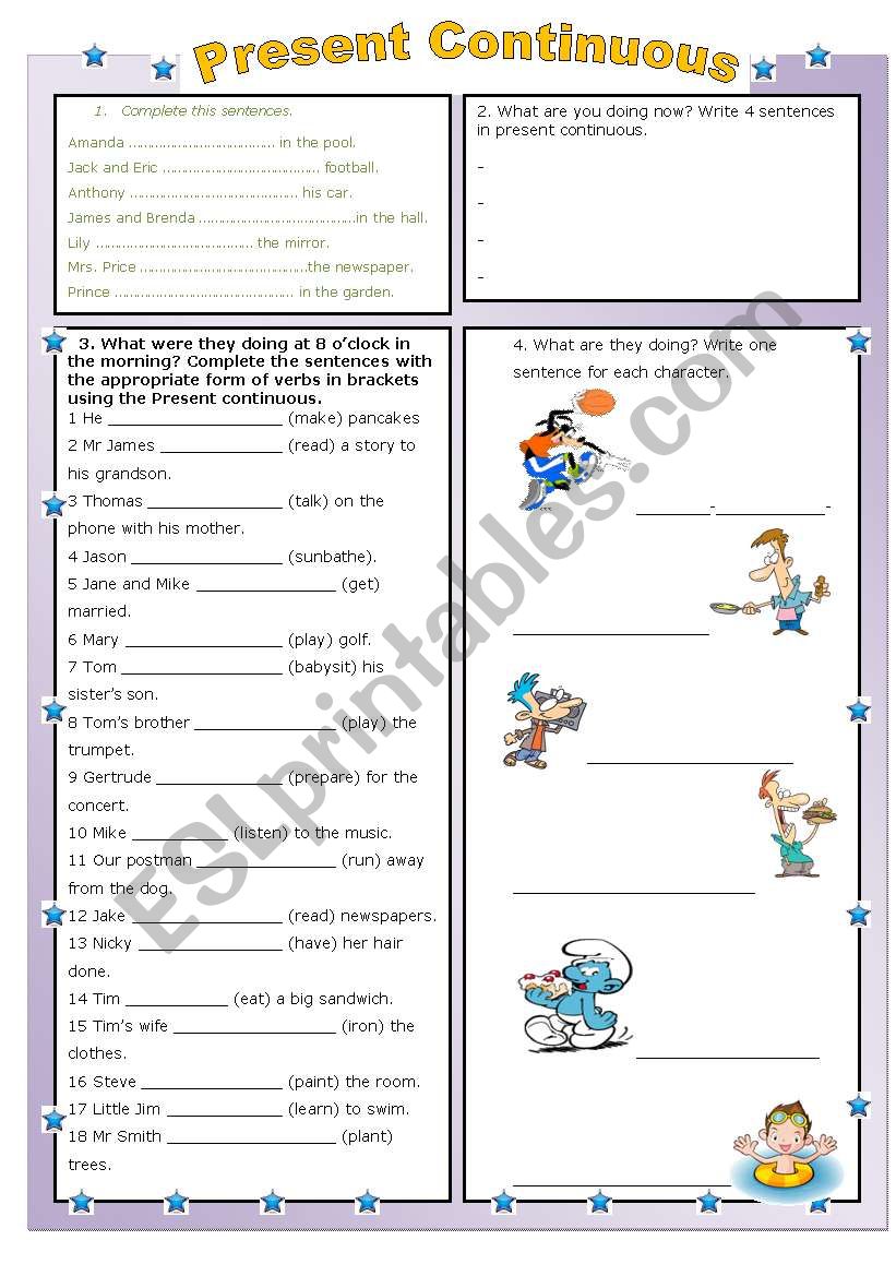 present continuous worksheet