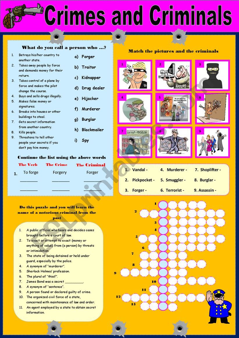 Crimes and Criminals worksheet