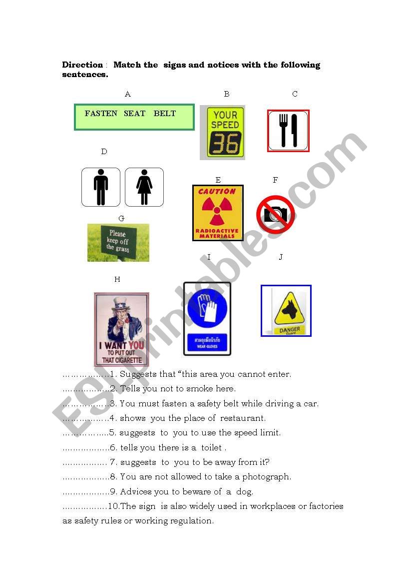 Sign and Notice worksheet