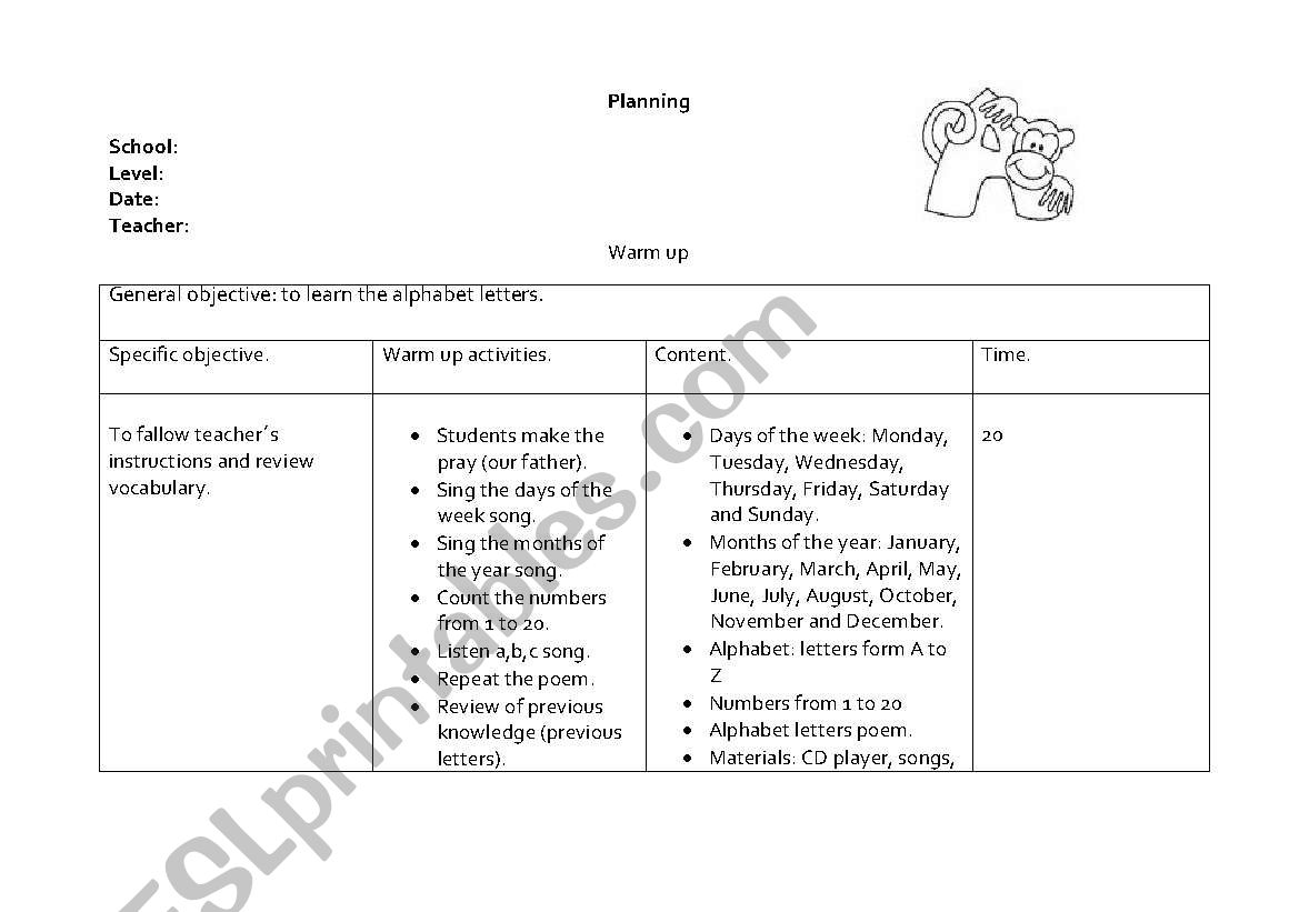 The alphabet worksheet