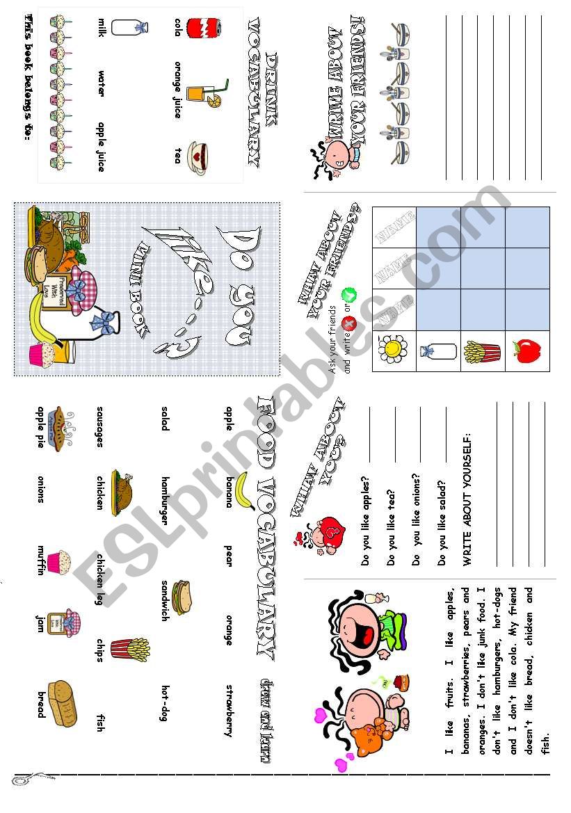 Likes and Dislikes Mini Book worksheet