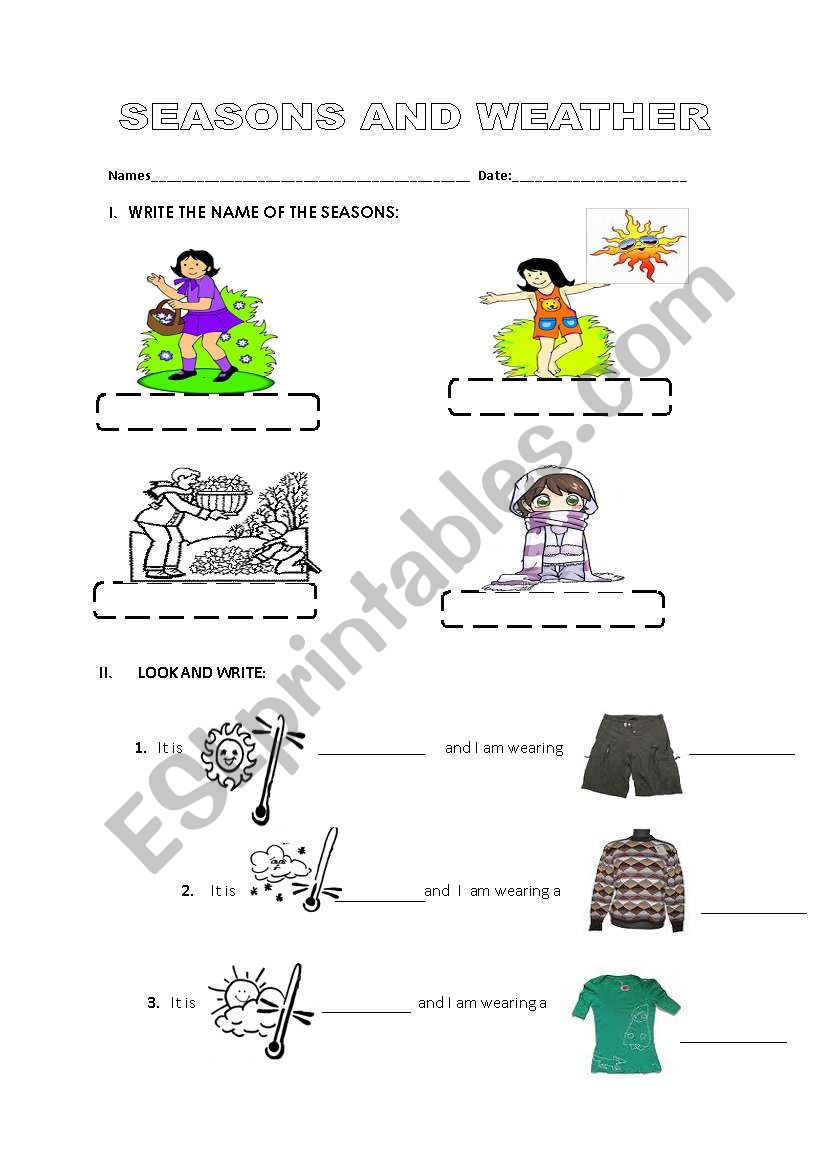 seasons and weather worksheet