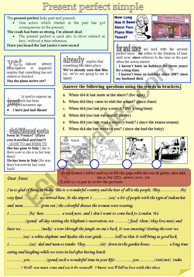 Present perfect simple + key worksheet