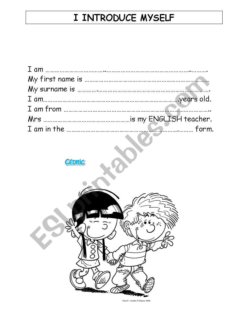 I introduce myself worksheet