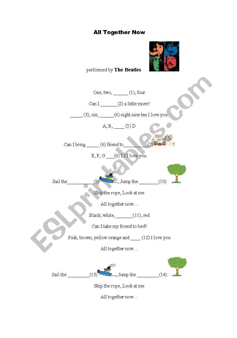 Song: All together now worksheet