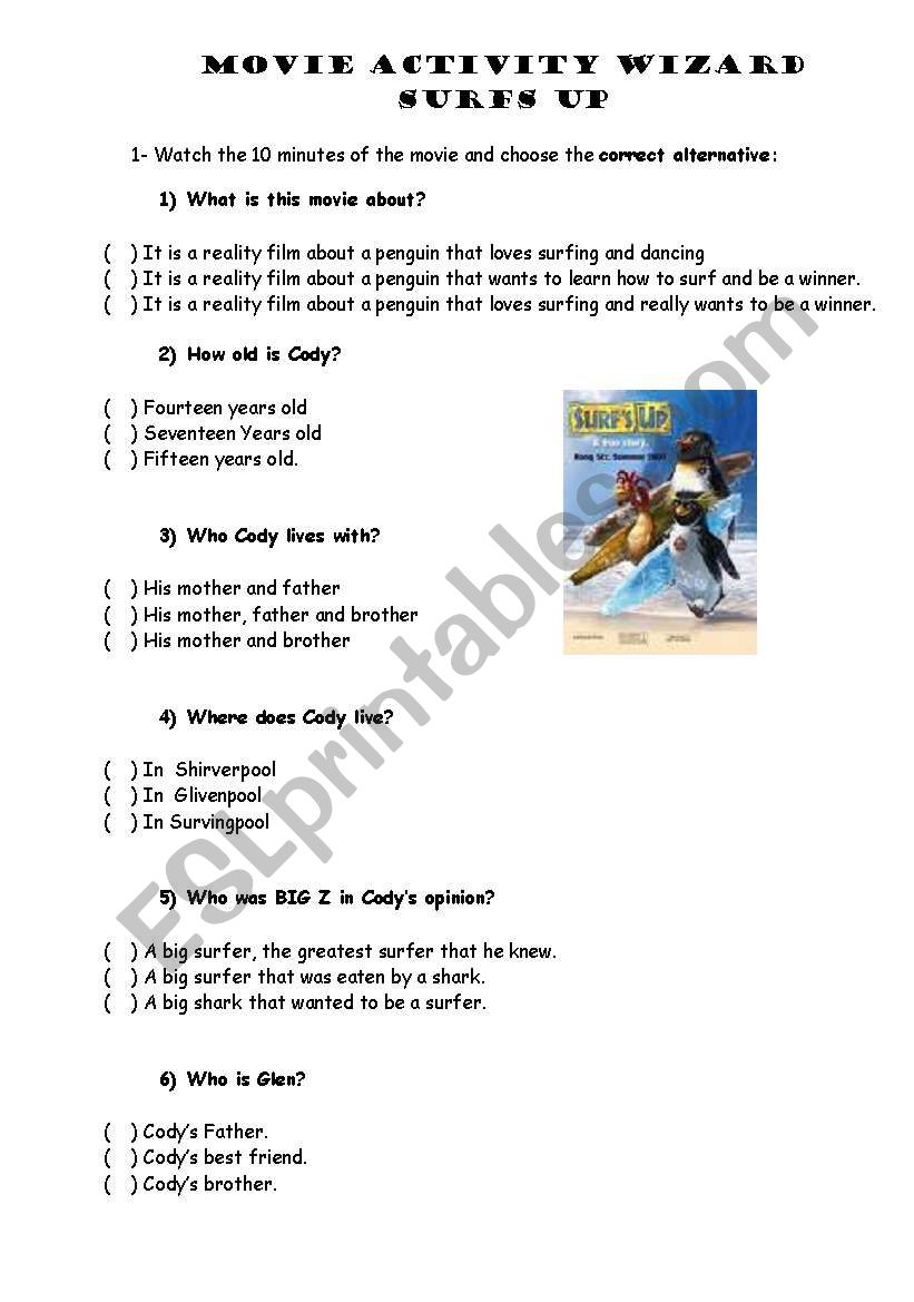 MOVIE ACTIVITY - SURFS UP MOVIE