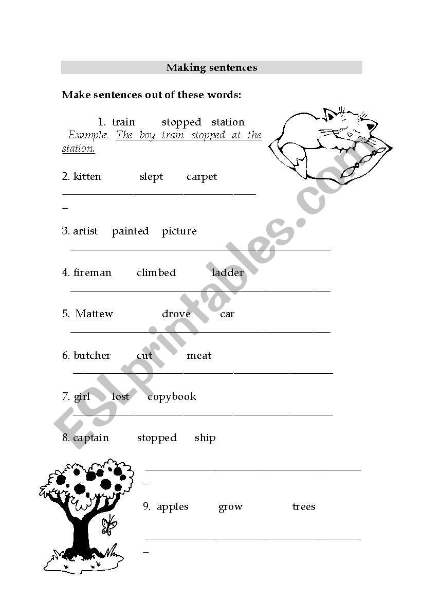 working with sentences worksheet