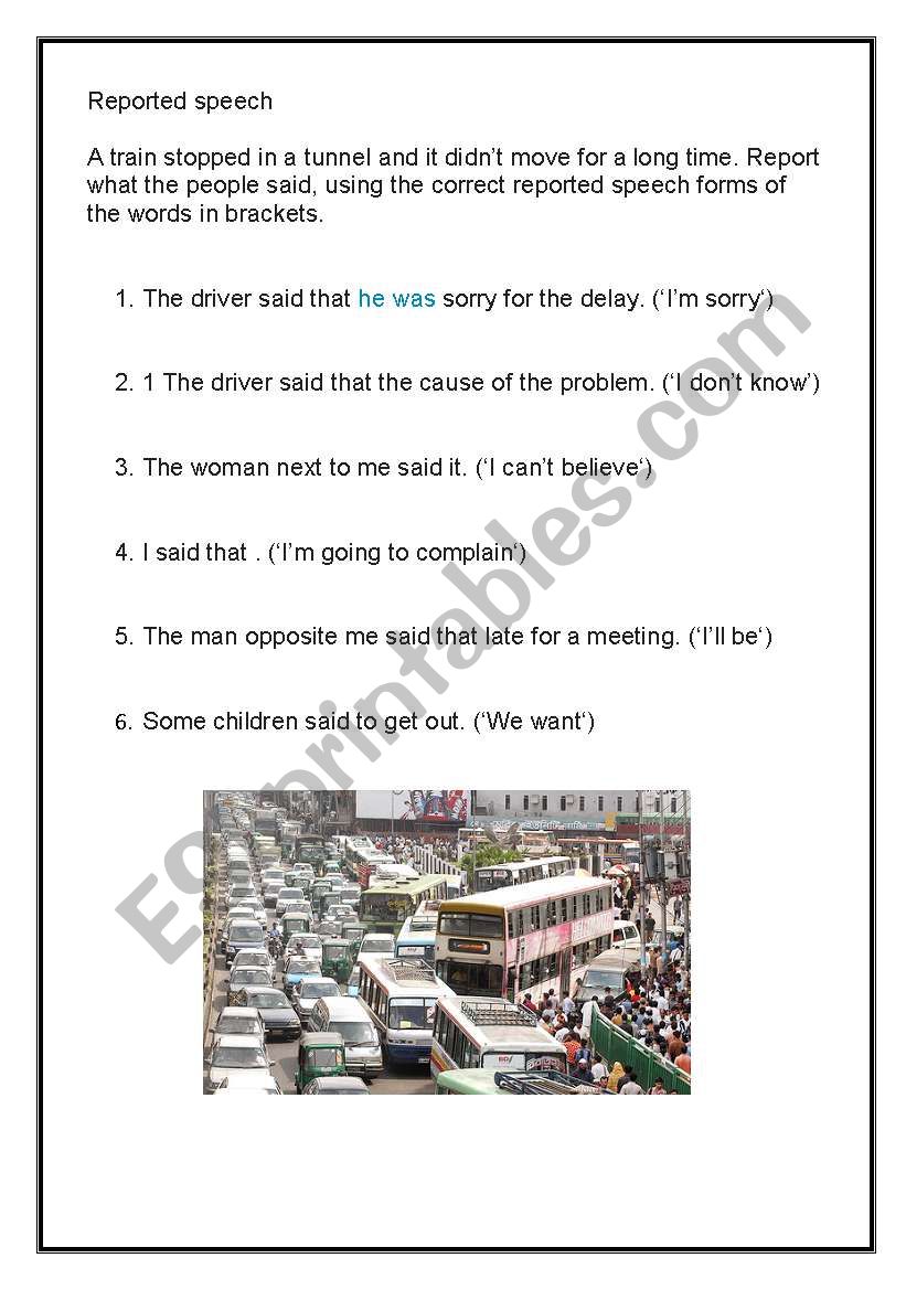 reported speech worksheet