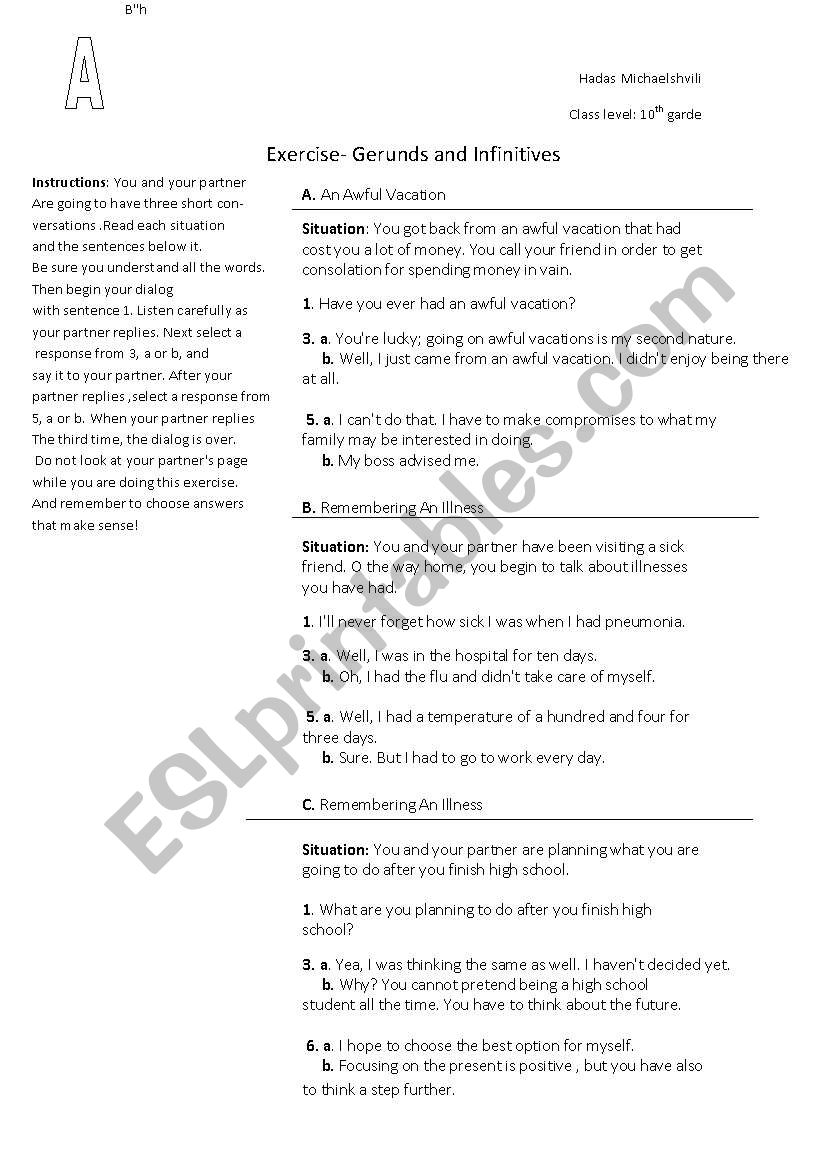 Gerunds+Infinitives worksheet