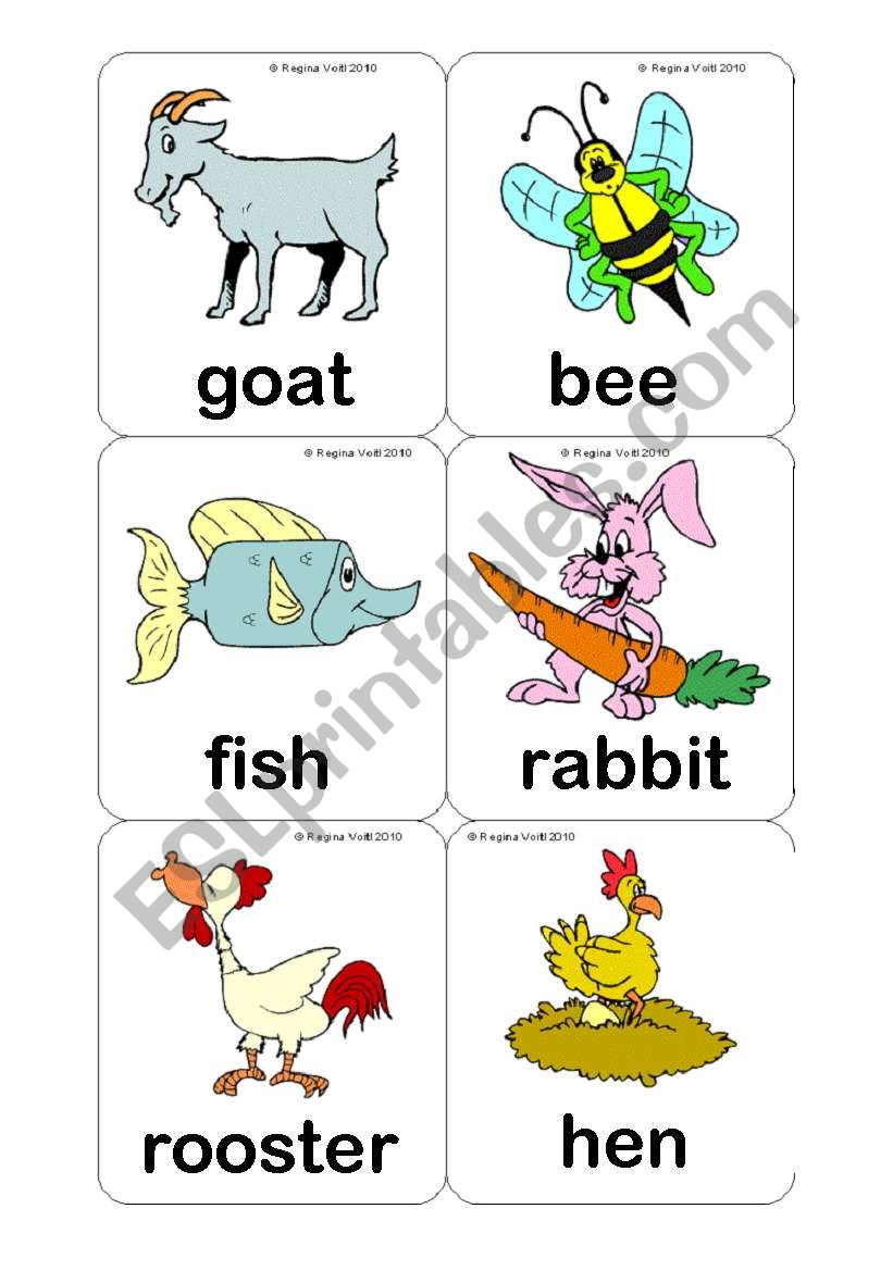 Farm Animals Flashcards (15 Cards) Editable